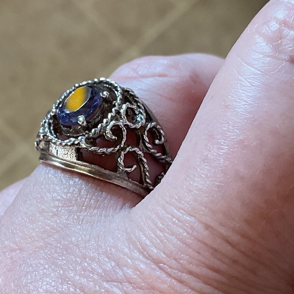 NWOT Sterling Silver 925 Filigree Amethyst Ring Size US 7.5 - Picture 6 of 9